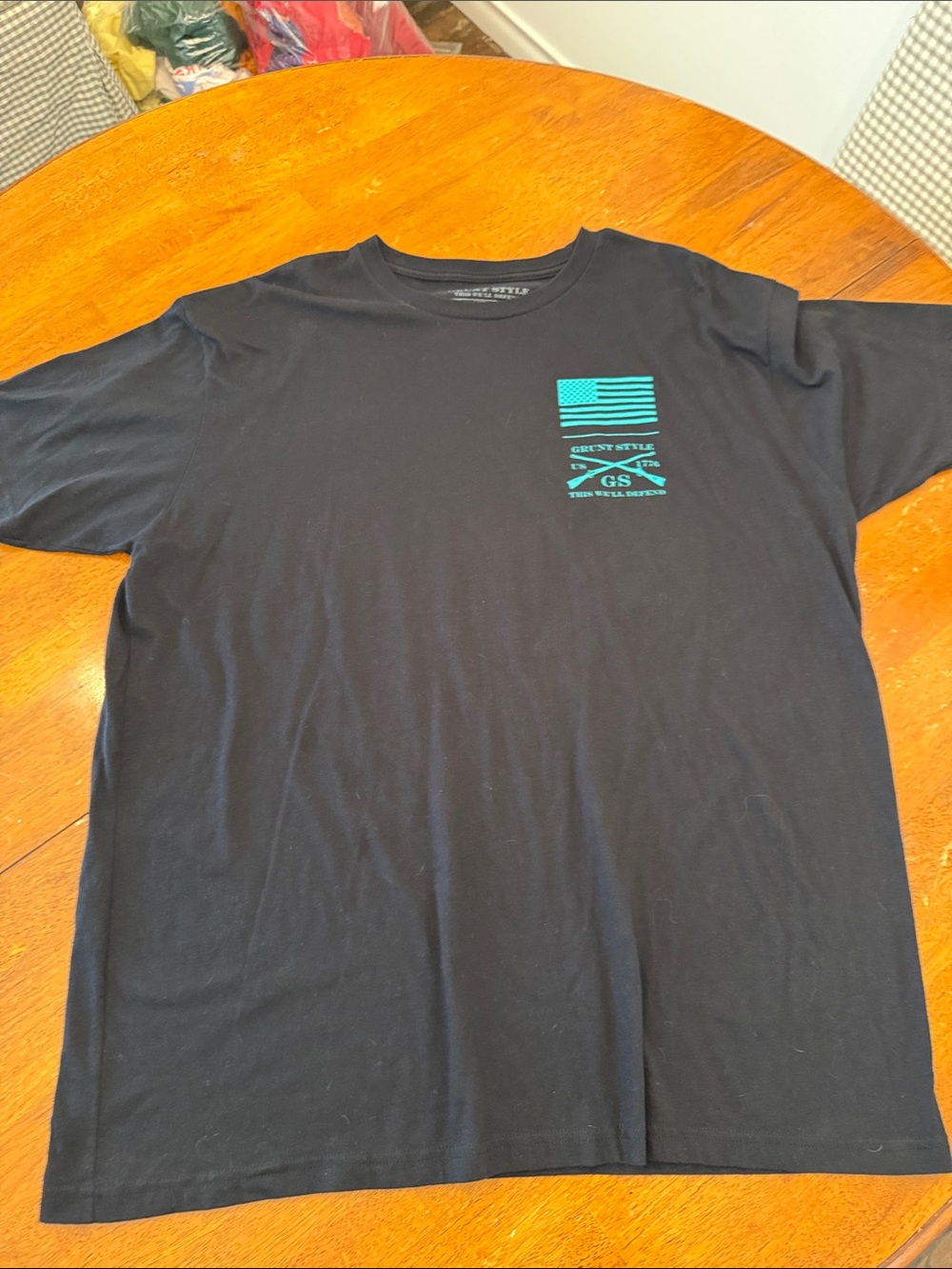 Grunt Style Black Short-Sleeve Tee with Teal Pocket Graphic xxl